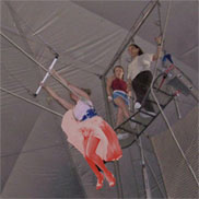 Marilyn waits her turn on the trapeze